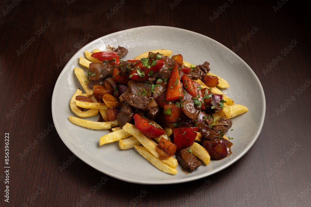 veal in sauce with french fries veal in sauce with french fries
