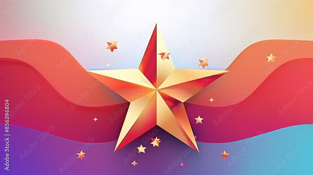 a vector graphic of an award star on red and white background with a ...