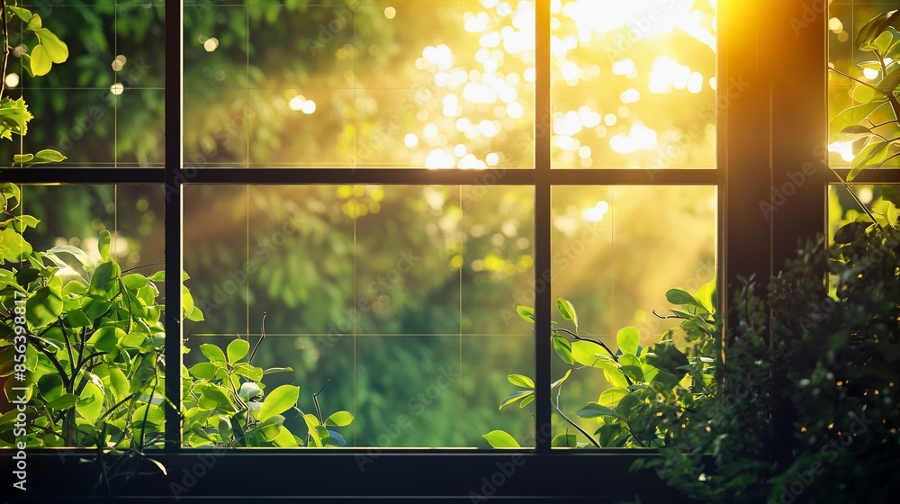 a window with morning sunlight streaming in. Through the window the pleasant atmosphere outside takes away the mind
a window with morning sunlight streaming in. Through the window the pleasant atmosphere outside takes away the mind
