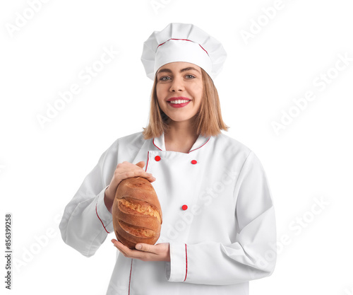 Female baker with fresh bre...