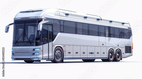 The White Tour Bus PNG Transparent Background Illustration shows a modern tour bus from the front side.