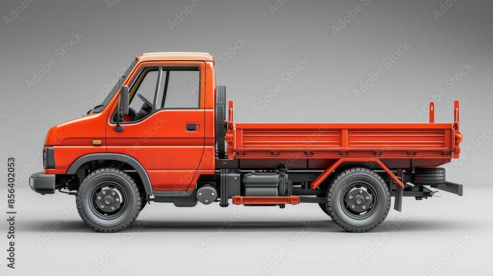 3D rendering of an empty red delivery truck with no insignia. The machine is blank on the body, ready for your labels and logos. 3D rendering of an empty red delivery truck with no insignia. The machine is blank on the body, ready for your labels and logos.