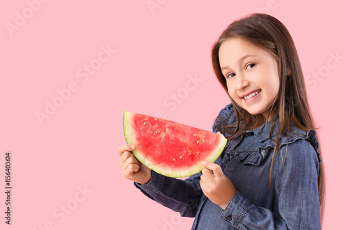 Happy little girl with slic...