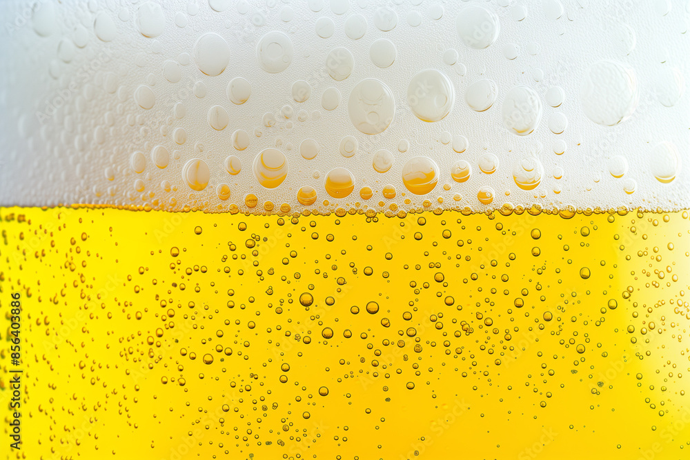 Beer background with frothy foam and bubbles. Beer refreshing texture with sparkling yellow amber beer Beer background with frothy foam and bubbles. Beer refreshing texture with sparkling yellow amber beer