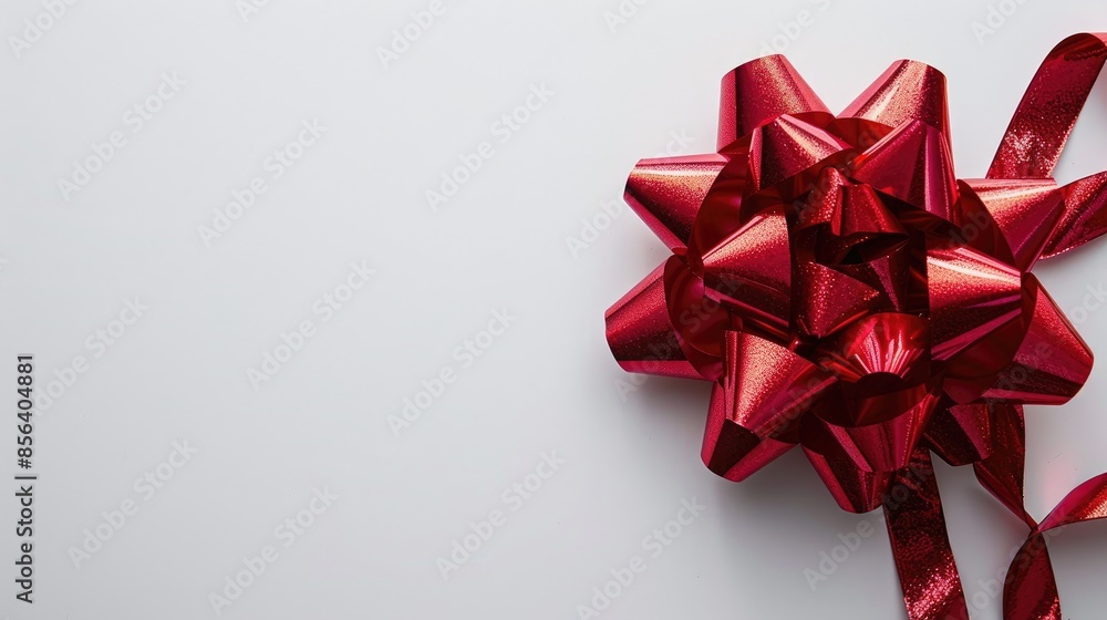 Large red bow for holiday on white backdrop Large red bow for holiday on white backdrop