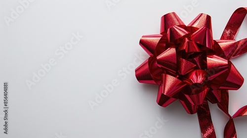 Large red bow for holiday on white backdrop