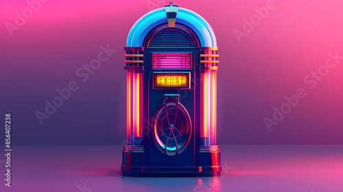 Modern Jukebox Icon with Retro Neon Design and Simplified Features