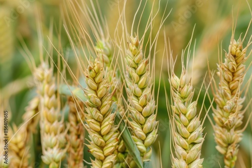 A field of wheat with brown tips and a few yellow flowers