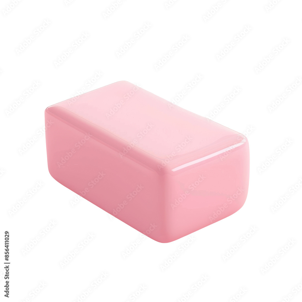 Close-up image of a single pink rectangular bar of soap with a glossy finish. Perfect for hygiene, skincare, and bathroom decor concepts. Close-up image of a single pink rectangular bar of soap with a glossy finish. Perfect for hygiene, skincare, and bathroom decor concepts.