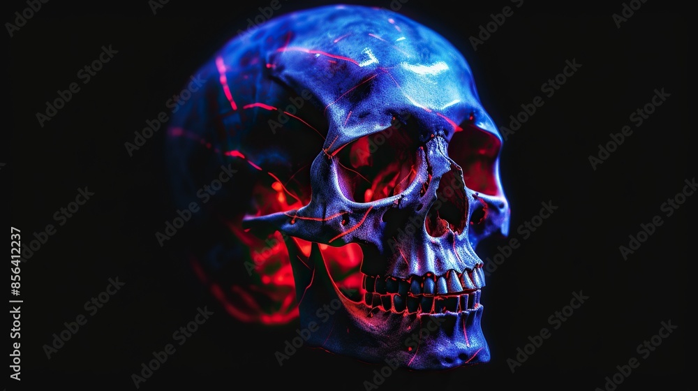 Glowing Skull in Neon Light Glowing Skull in Neon Light