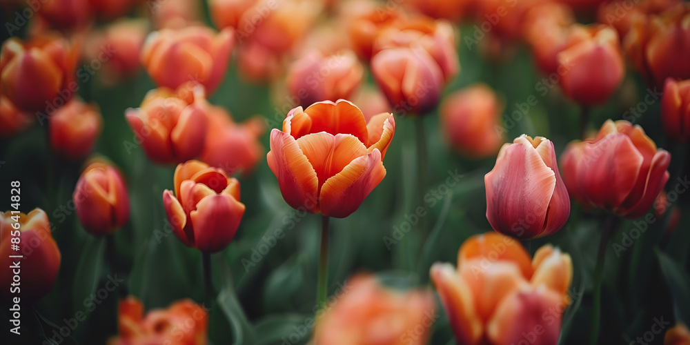 Obraz premium Tulipas Vibrantes no Pátio do Jardim