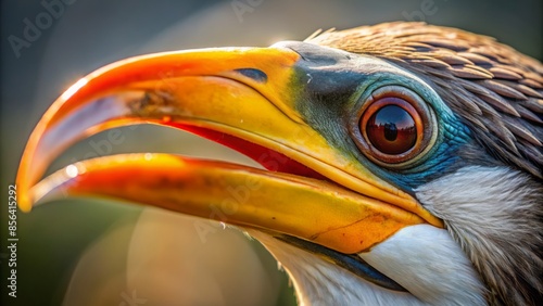 A Close-Up Of A Toucan'S Face, Showing Its Large, Colorful Beak And Its Bright, Watchful Eye.