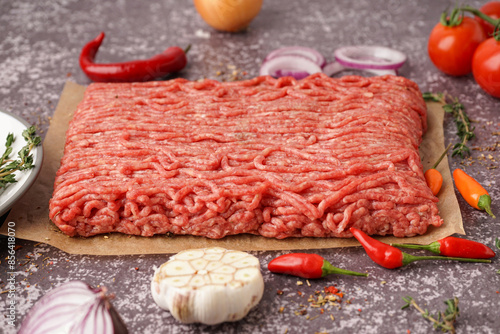 Fresh minced meat with spic...