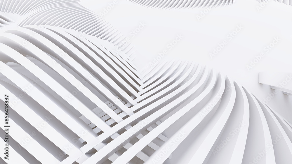 Naklejka premium Abstract Curved Shapes. White Circular Background.