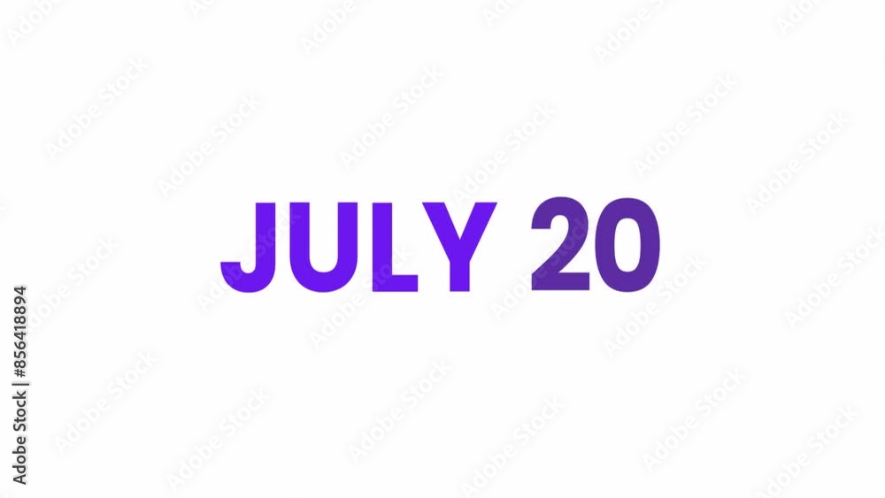 20th July calendar icon animation. Alpha matte with transparent background 4K resolution. 20th July calendar icon animation. Alpha matte with transparent background 4K resolution.