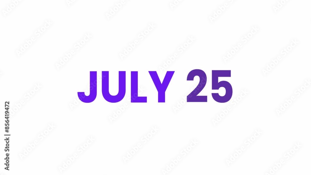 25th July calendar icon animation. Alpha matte with transparent background 4K resolution. 25th July calendar icon animation. Alpha matte with transparent background 4K resolution.