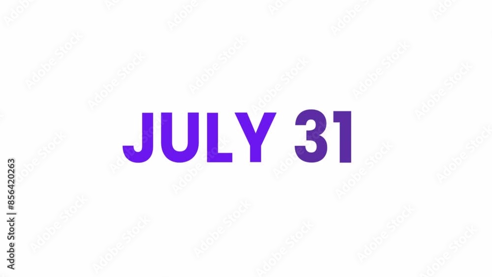 31st July calendar icon animation. Alpha matte with transparent background 4K resolution. 31st July calendar icon animation. Alpha matte with transparent background 4K resolution.