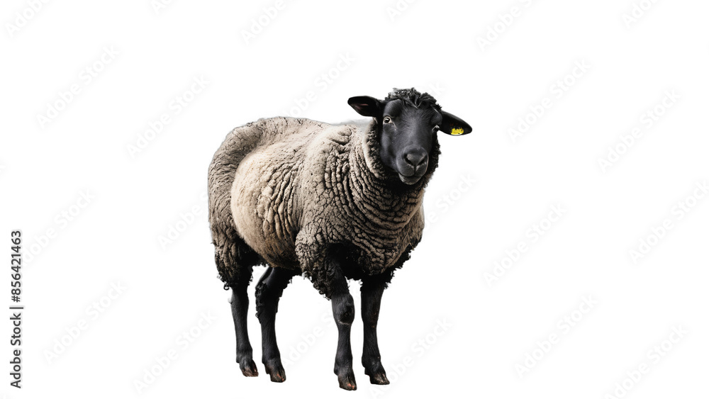 Fototapeta premium black and white sheep isolated on white background , transparent png image