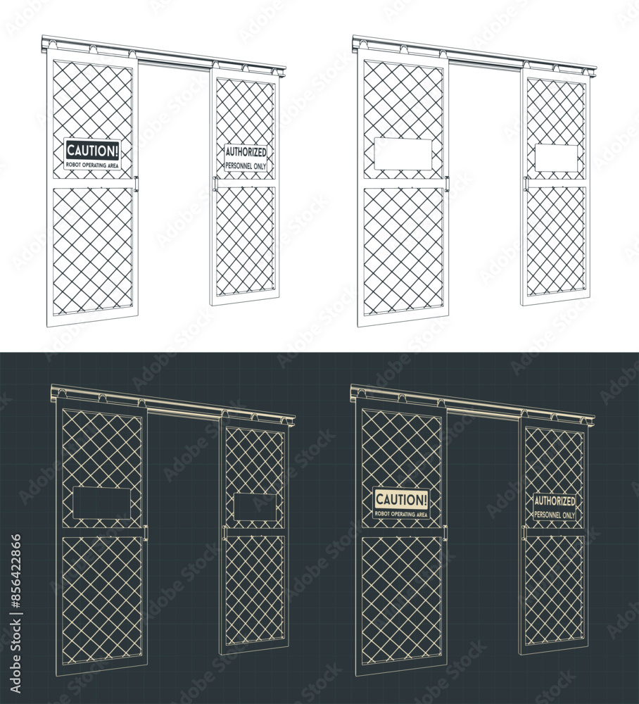 Sliding doors for robotic cell drawings Sliding doors for robotic cell drawings