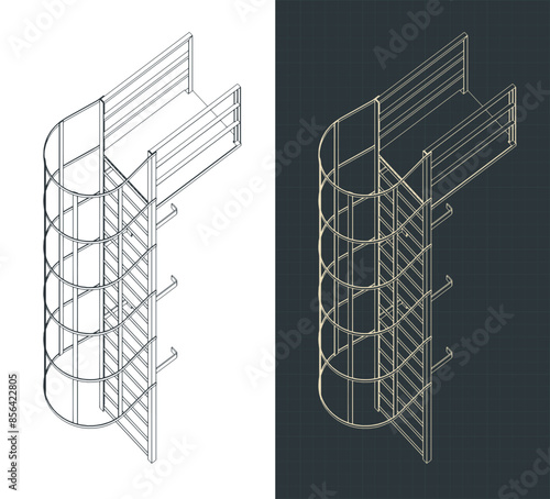 Fire escape isometric blueprints