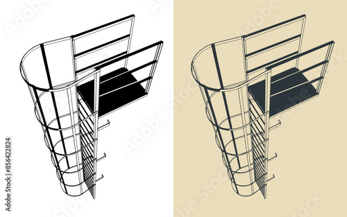 Fire escape illustrations
