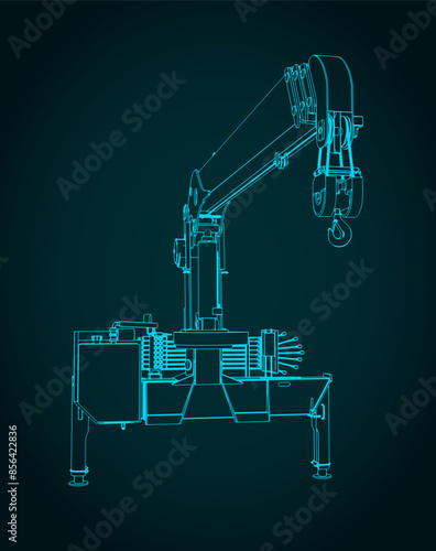 Mobile truck mounted crane blueprint