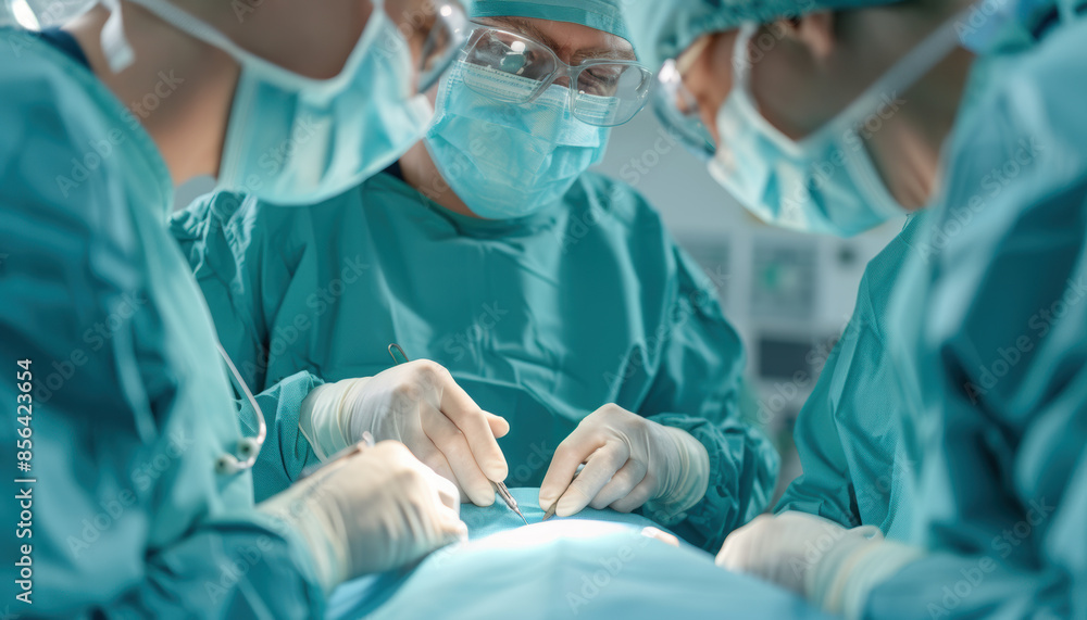 A group of surgeons are performing a surgery on a patient A group of surgeons are performing a surgery on a patient