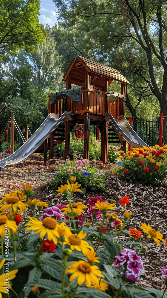 Olayground and flower garden in luxory but rustic style Olayground and flower garden in luxory but rustic style