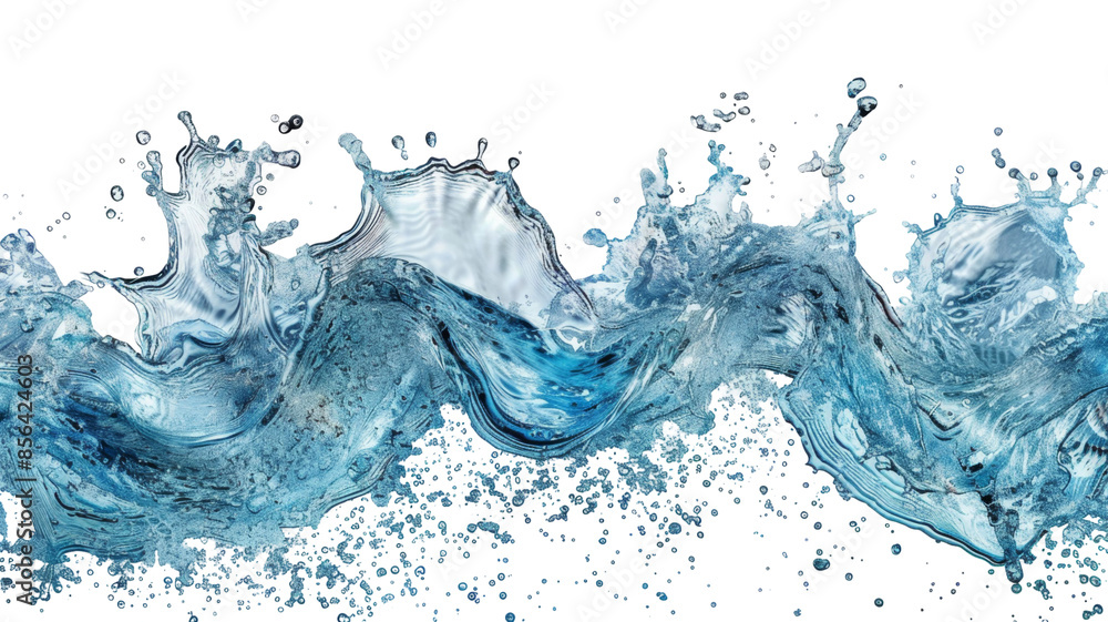 Crystal Clear Blue Water Splash on Transparent Background Crystal Clear Blue Water Splash on Transparent Background