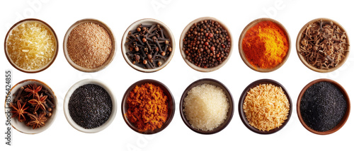 Colorful Variety of Aromatic Spices in Wooden Bowls