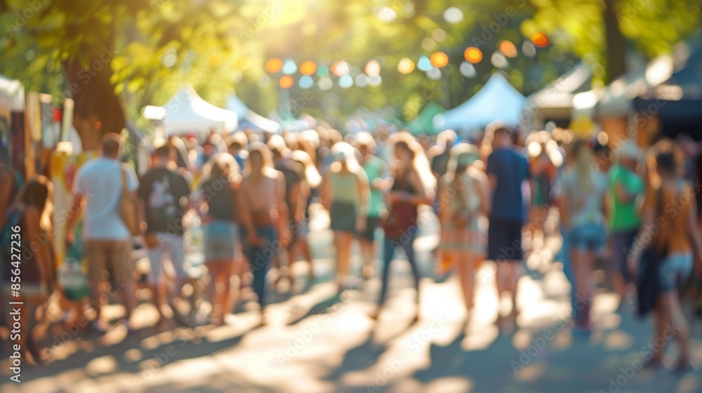 custom made wallpaper toronto digitalBlurred lines depict a lively crowd of painters in an idyllic outdoor setting.