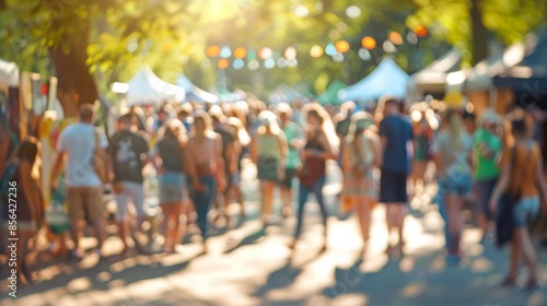 Wallpaper Mural Blurred lines depict a lively crowd of painters in an idyllic outdoor setting. Torontodigital.ca