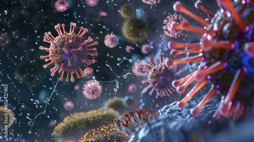 Wallpaper Mural A detailed illustration of the life cycle of the H5N1 virus. Torontodigital.ca