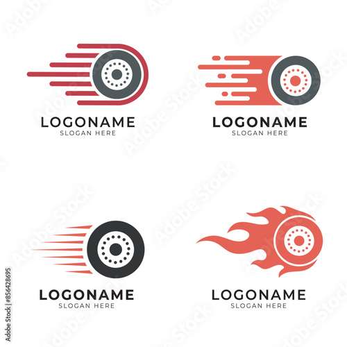 tires fire speed logo icon set