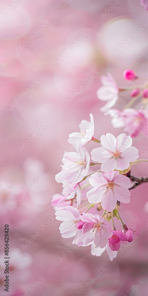 Fundo de tons pastel suave com cerejeiras cor-de-rosa brilhante Fundo de tons pastel suave com cerejeiras cor-de-rosa brilhante