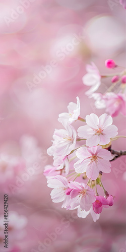 Fundo de tons pastel suave com cerejeiras cor-de-rosa brilhante photo