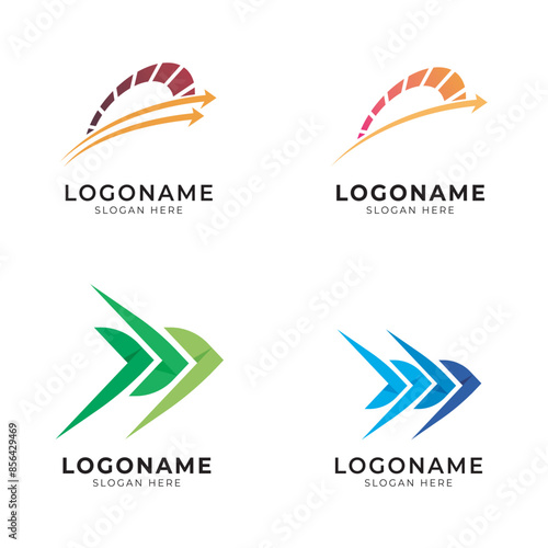 speedometer forward icon logo set