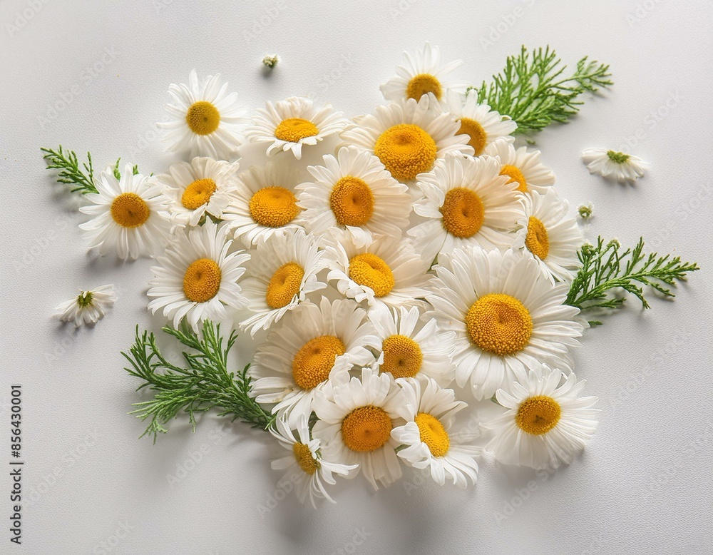 Obraz premium Beautiful chamomile flowers on white background