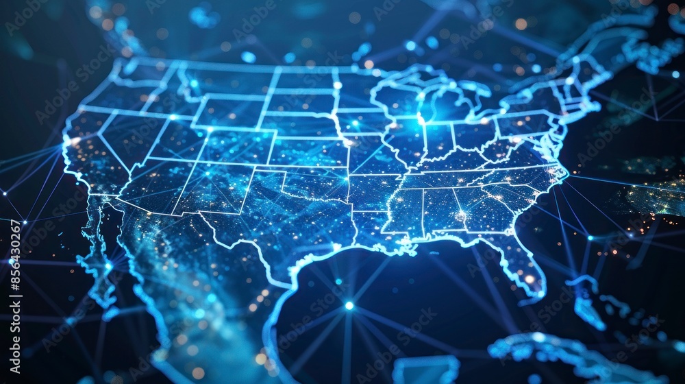 united states map style technological connections and innovation united states map style technological connections and innovation