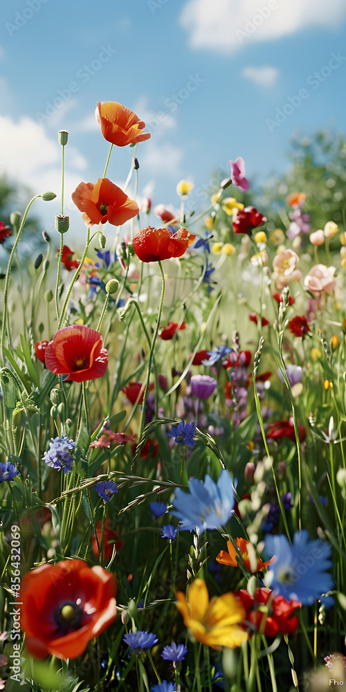 Obraz premium Flores silvestres em um prado bonito