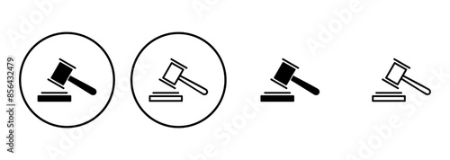 Gavel icon set. judge gavel icon vector. law icon vector. auction hammer