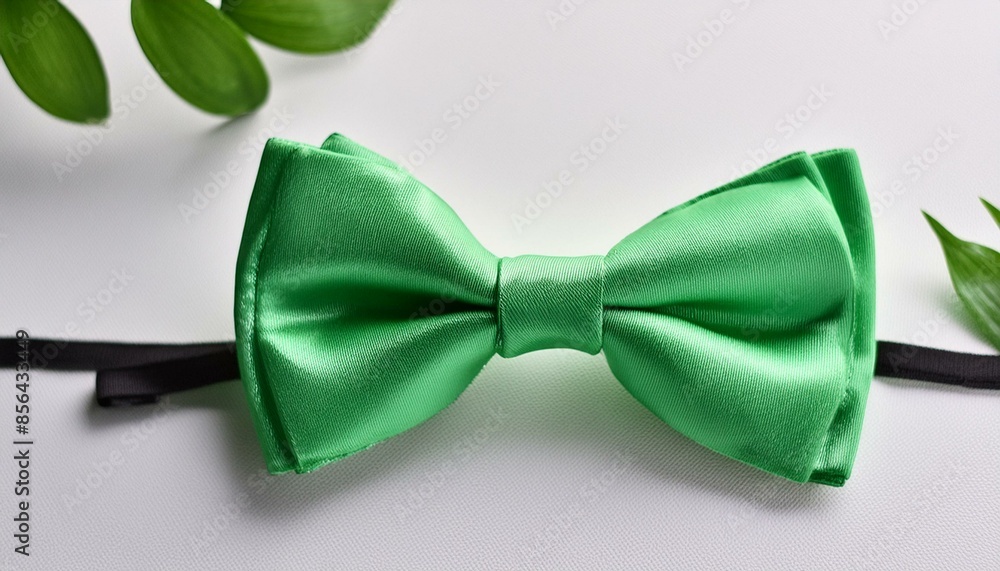 Green bow tie on light background Green bow tie on light background