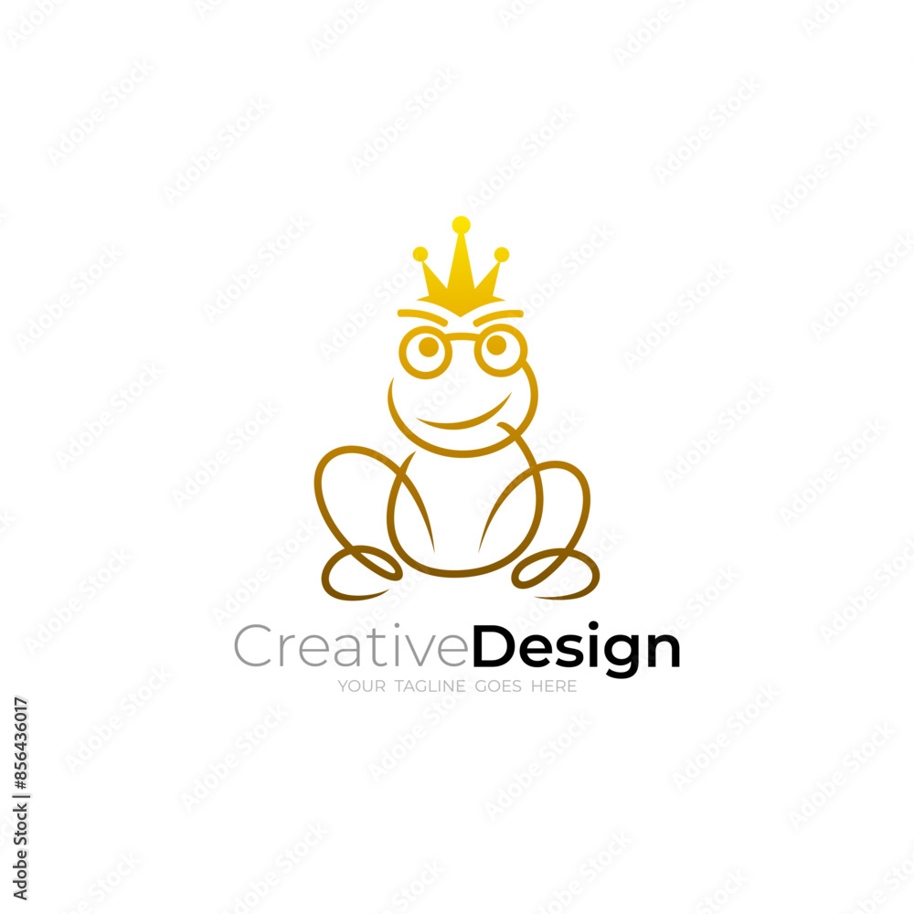 Amphibian animal icon, icon of a small frog with a crown on its head Amphibian animal icon, icon of a small frog with a crown on its head