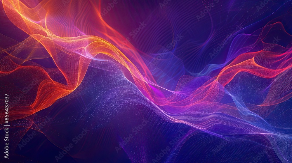 Blue, purple, orange, precisionist lines, atmospheric ambiance
