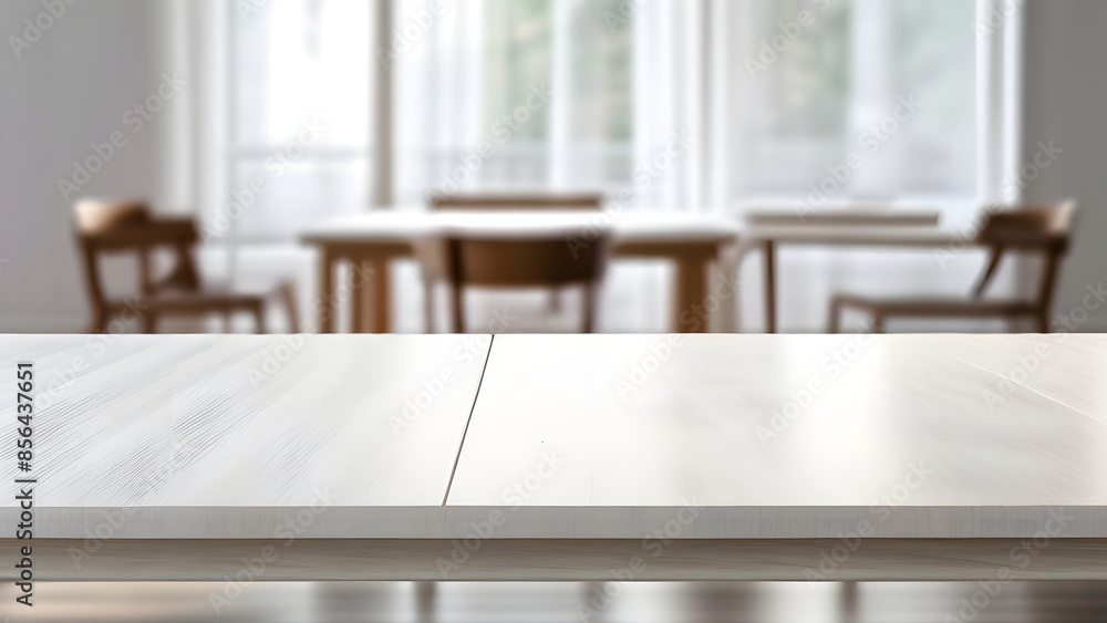 Fototapeta premium Empty white table in room focus on table white theme