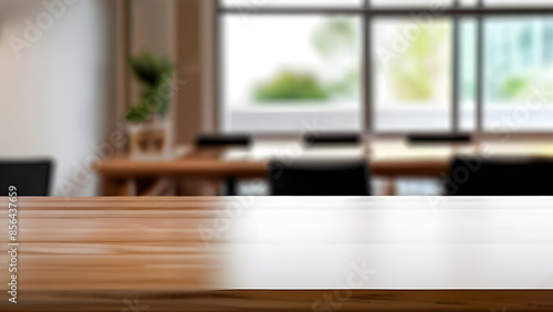 Table front focus in room, empty table, backgorund