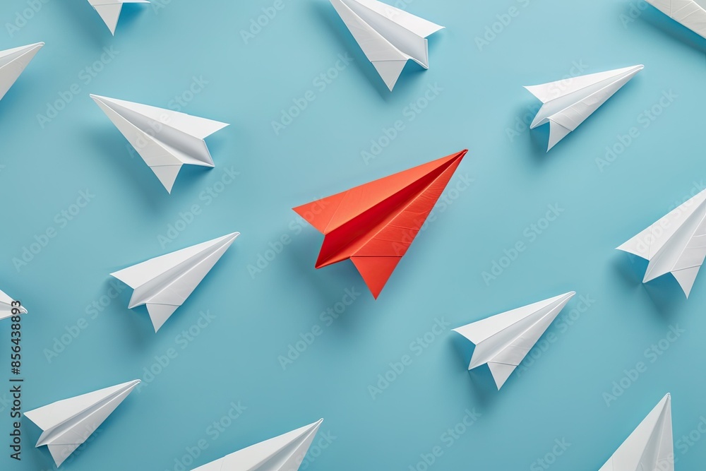 Red Paper Airplane Leading the Way Red Paper Airplane Leading the Way