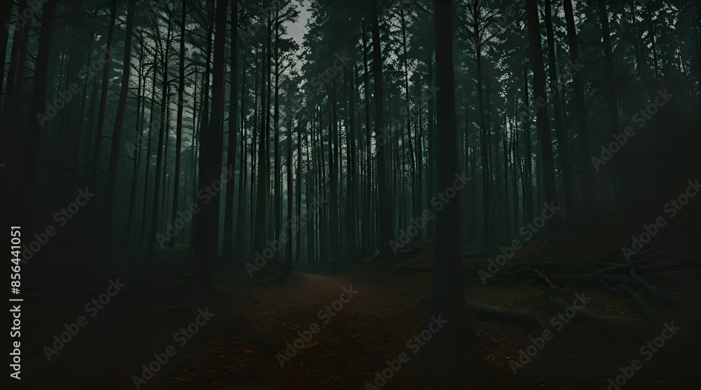 Silent Woods: Eerie Forest Enveloped in Mist Silent Woods: Eerie Forest Enveloped in Mist