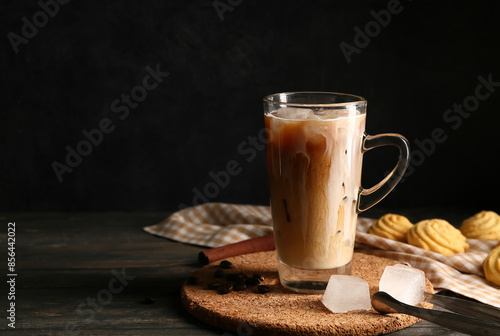 Glass cup of iced latte wit...
