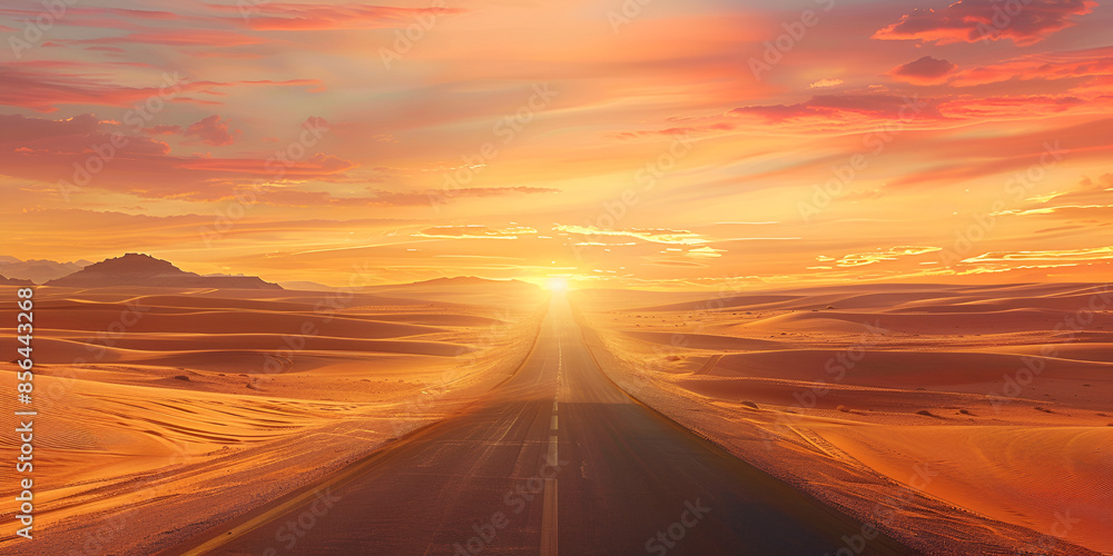 Sunset Over Serene Desert Highway in Egypt
